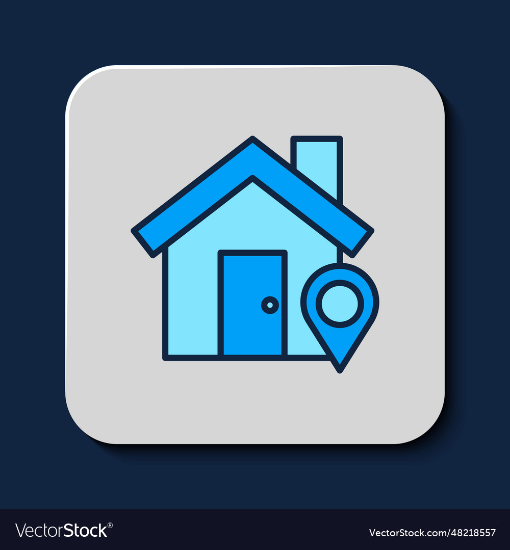 Filled outline map pointer with house icon vector image Filled outline map pointer with house icon