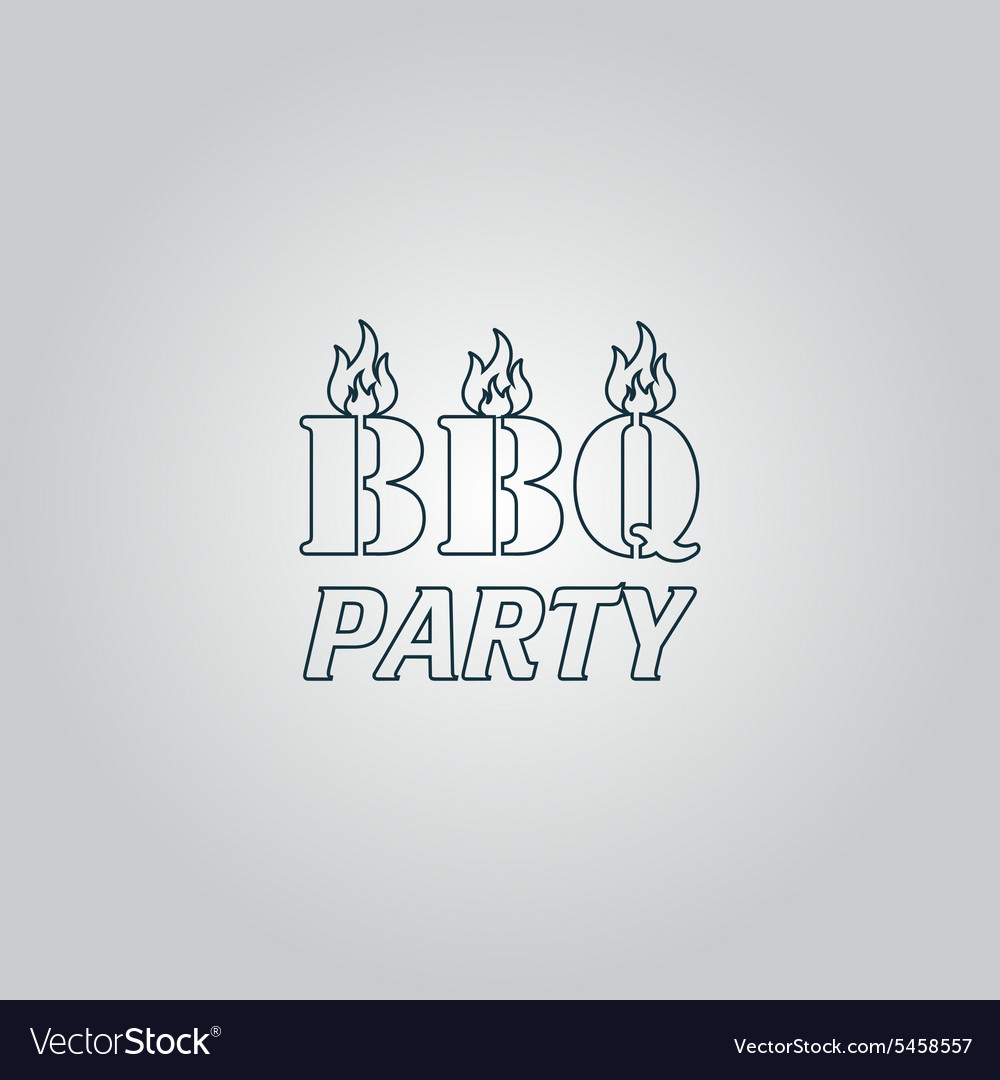 Flaming bbq party word design element