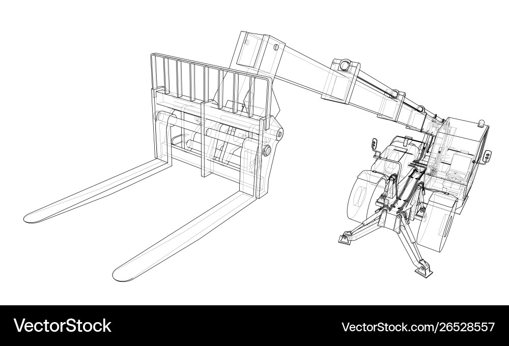 Forklift concept rendering 3d Royalty Free Vector Image