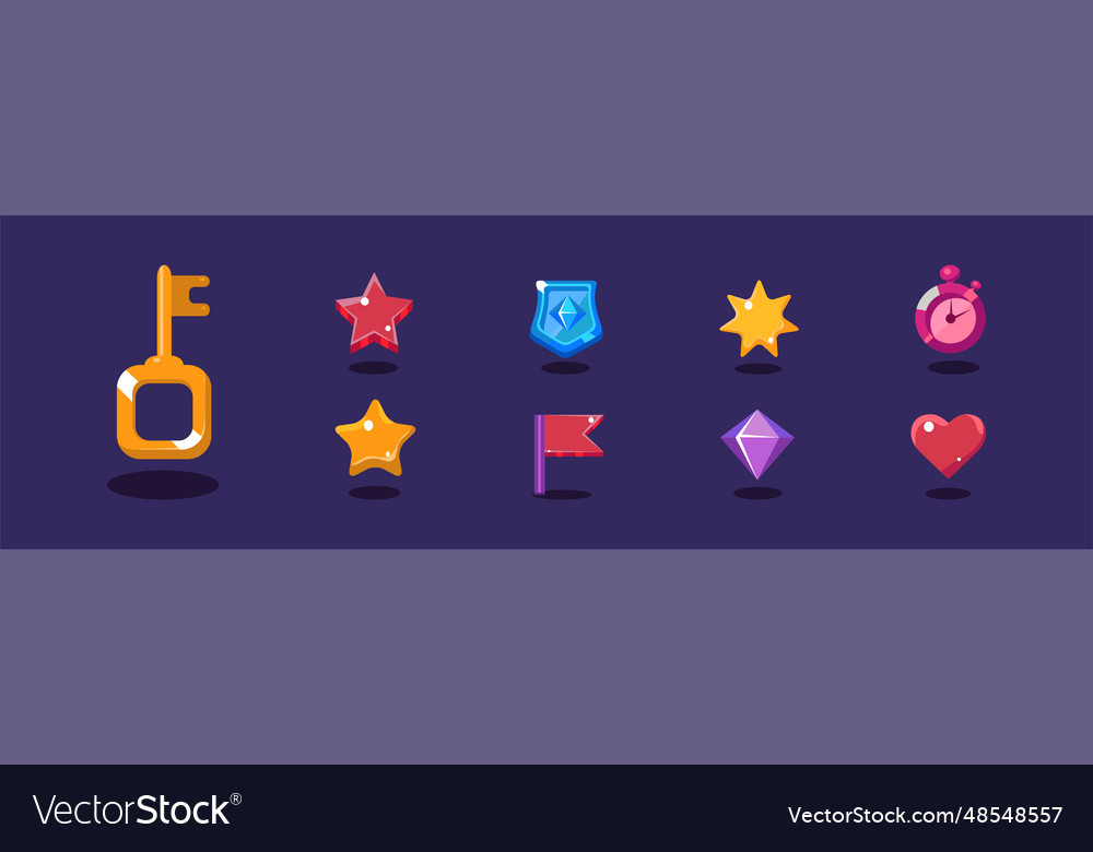 Spielsymbol und glänzend ui design element set vector image Spielsymbol und glänzend ui design element set