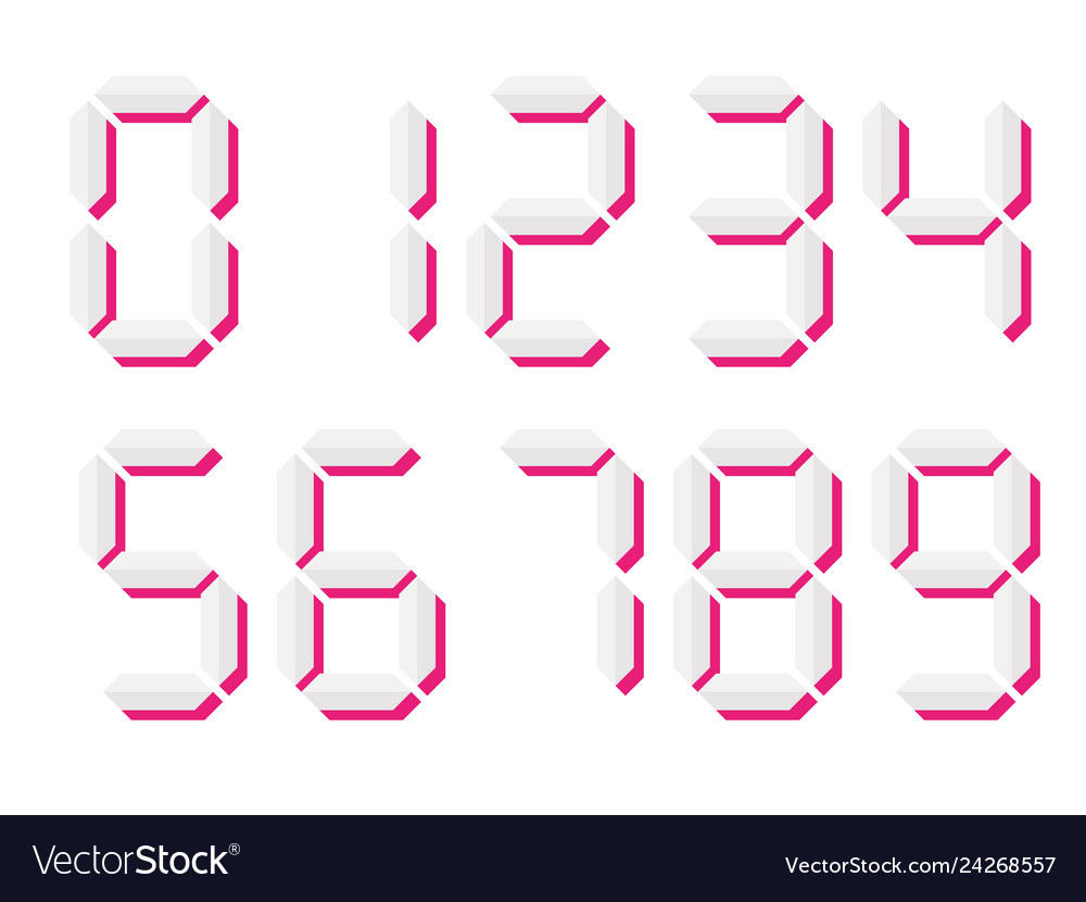 Grey digital numbers seven-segment vector image Grey digital numbers seven-segment