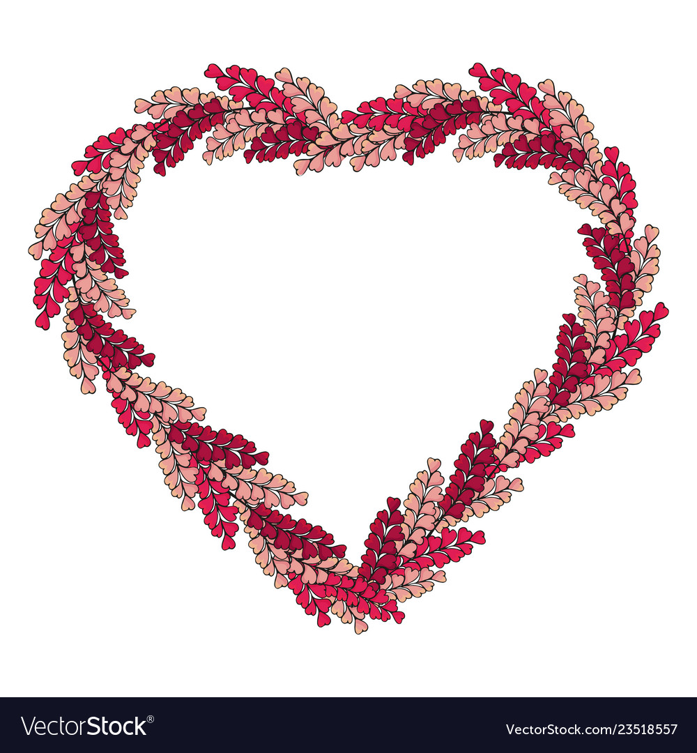 Heart wreath is made of romantic pink herbs