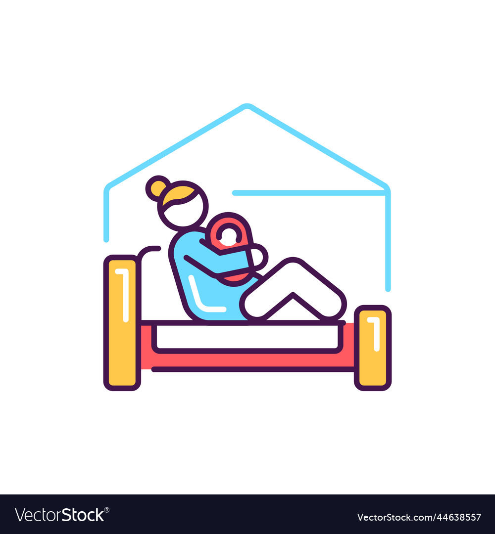 Home birth color line icon pictogram for web