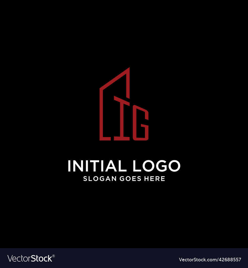 Ig initial monogram with building logo design Vector Image Ig initial monogram with building logo design