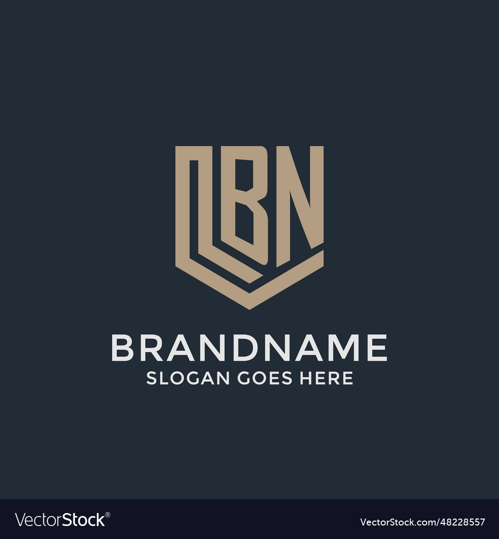 Initial bn logo shield guard shapes logo idea Vector Image