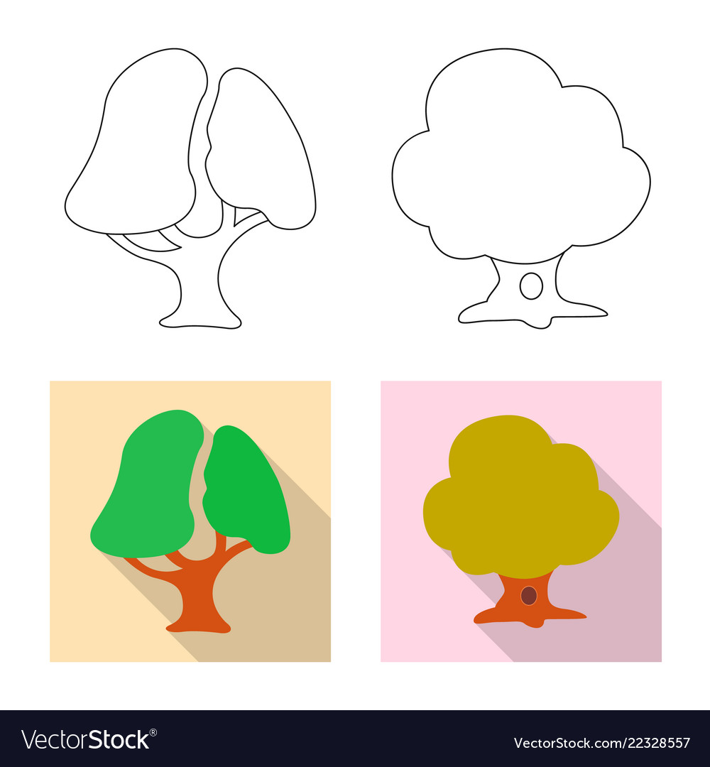 Isolated object of tree and nature icon set