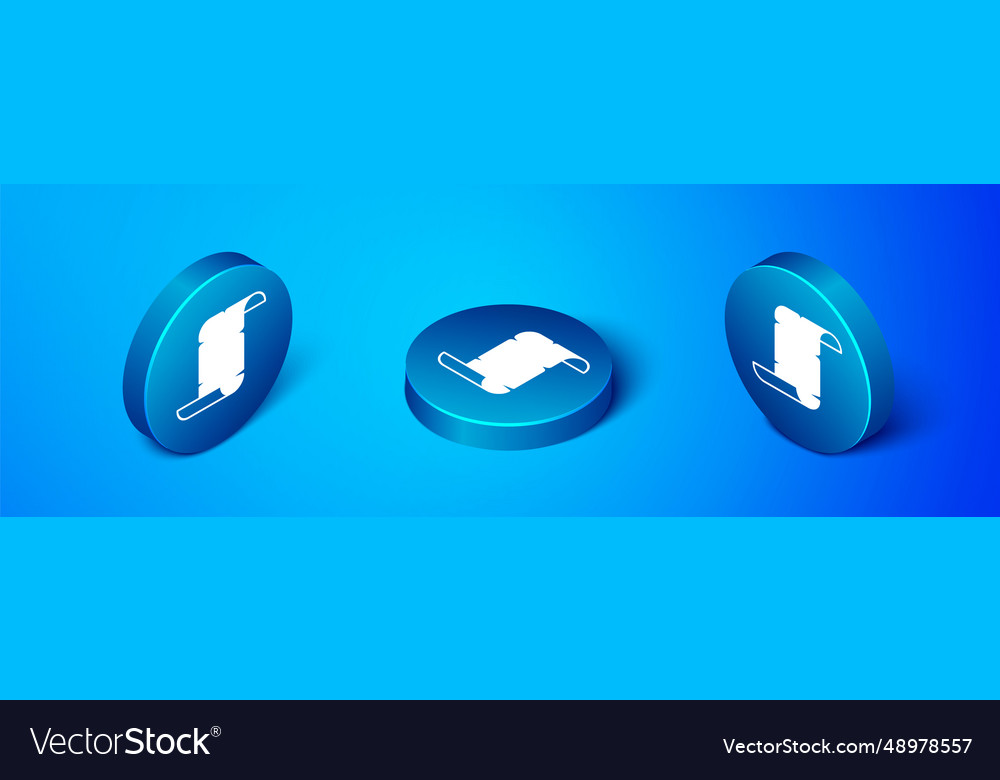 Isometric ancient papyrus scroll icon isolated