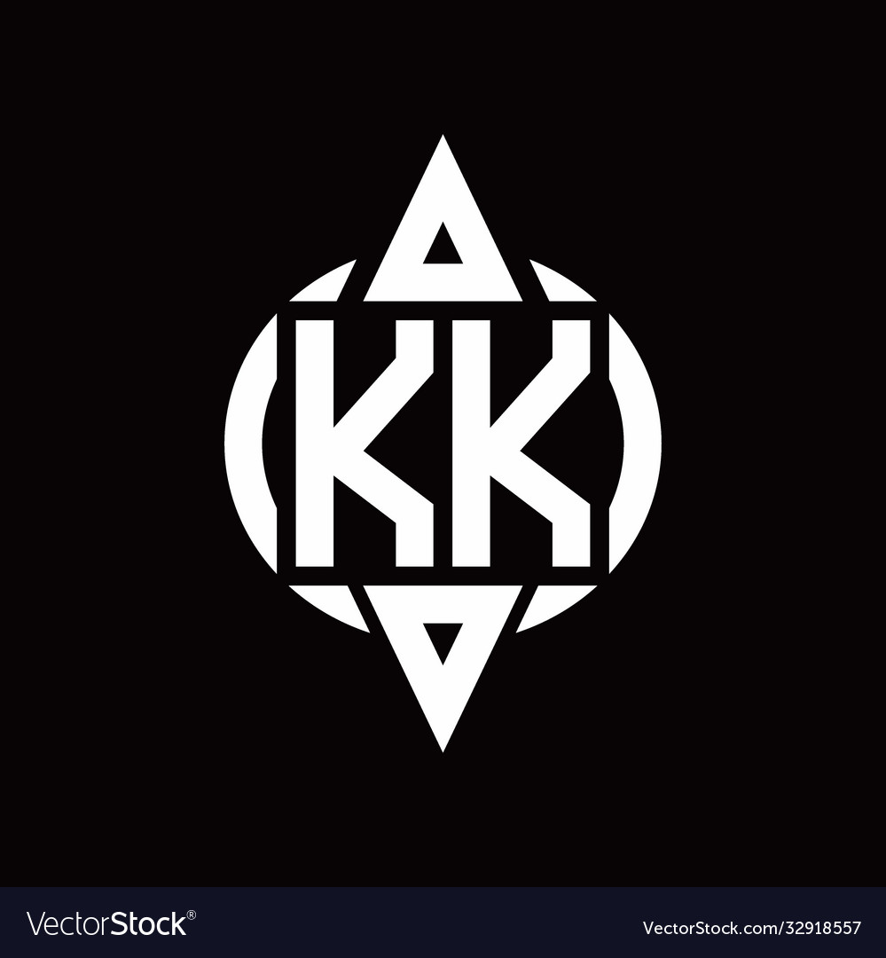 Kk logo with circle rounded combine triangle top