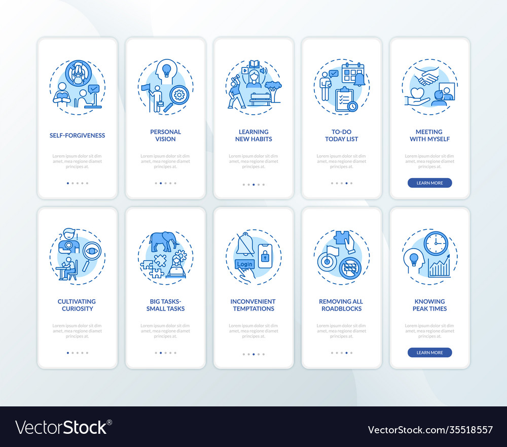 Overpassing delaying tasks habit onboarding vector image Overpassing delaying tasks habit onboarding