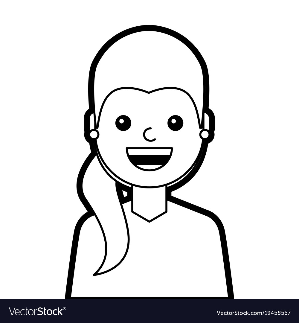 Portrait young woman cartoon smiling happy