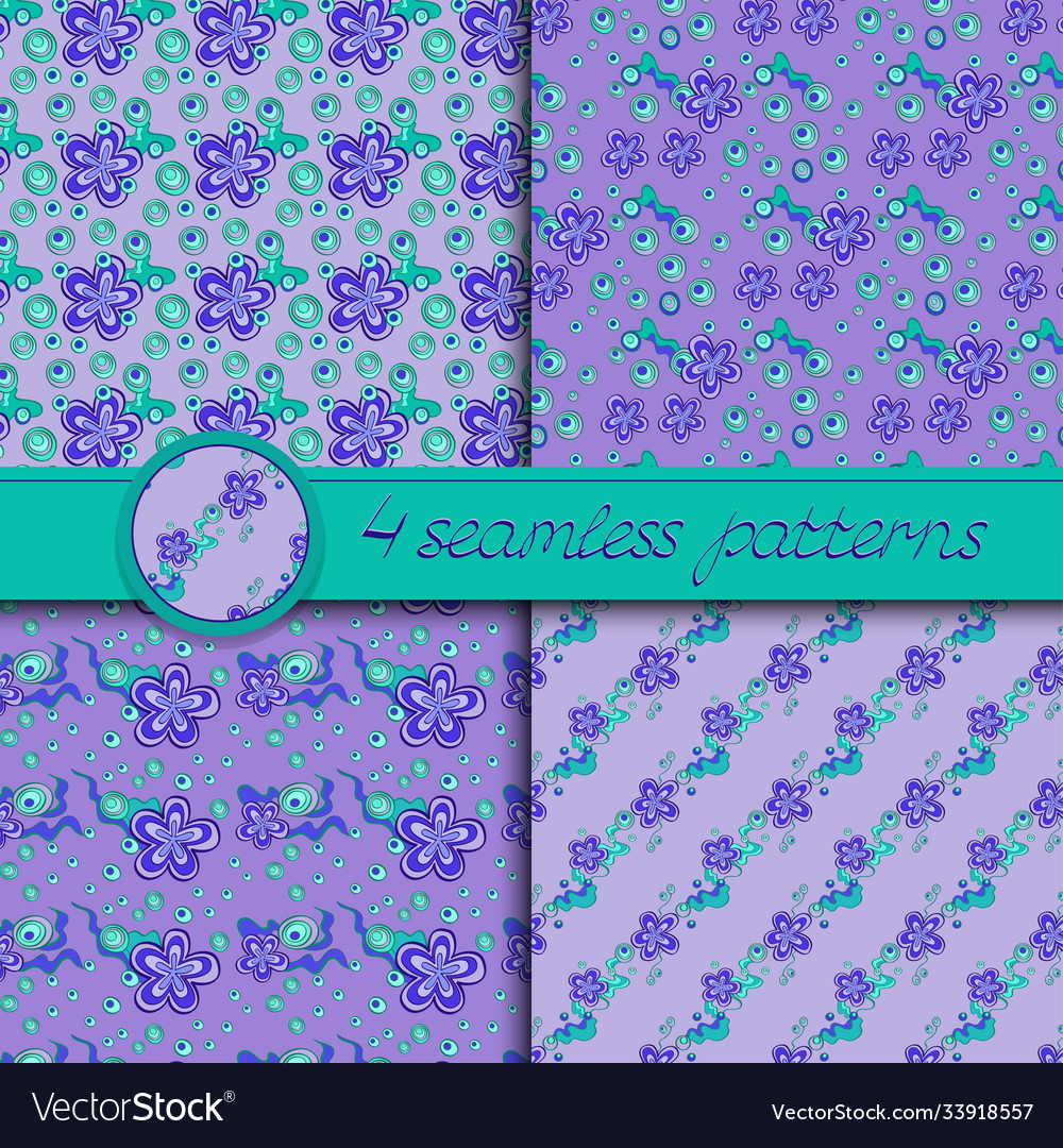 Set seamless patterns with floral elements vector image Set seamless patterns with floral elements
