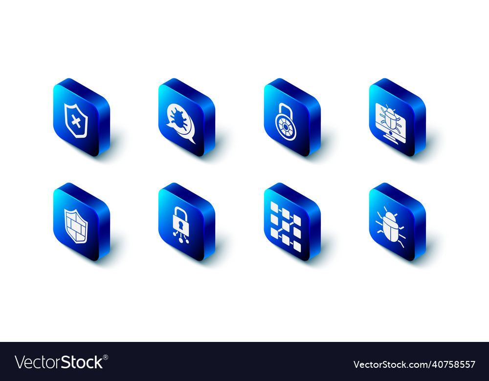 Set system bug safe combination lock monitor vector image Set system bug safe combination lock monitor