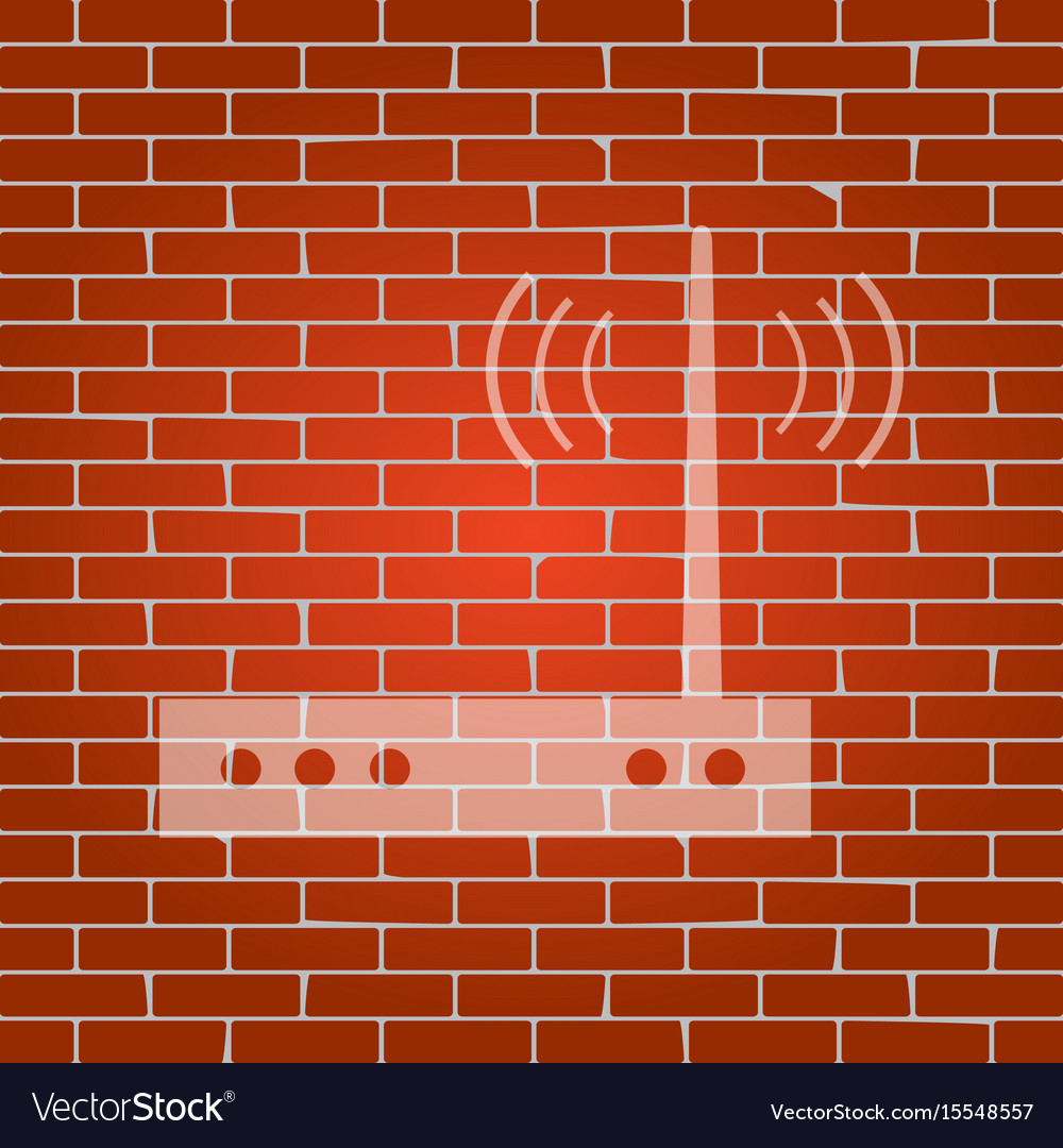 Wifi modem sign whitish icon on brick