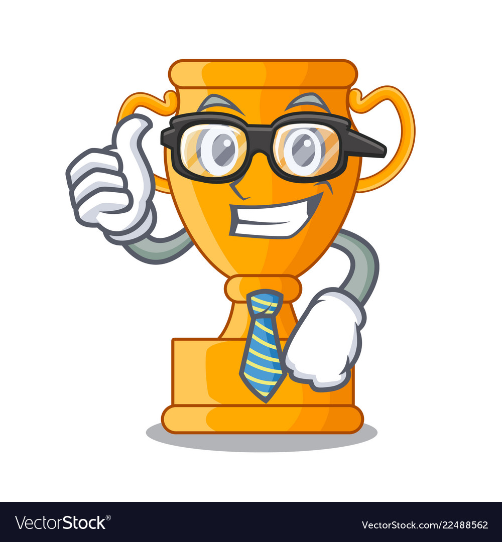 Businessman cartoon trophy cup with star on cyan