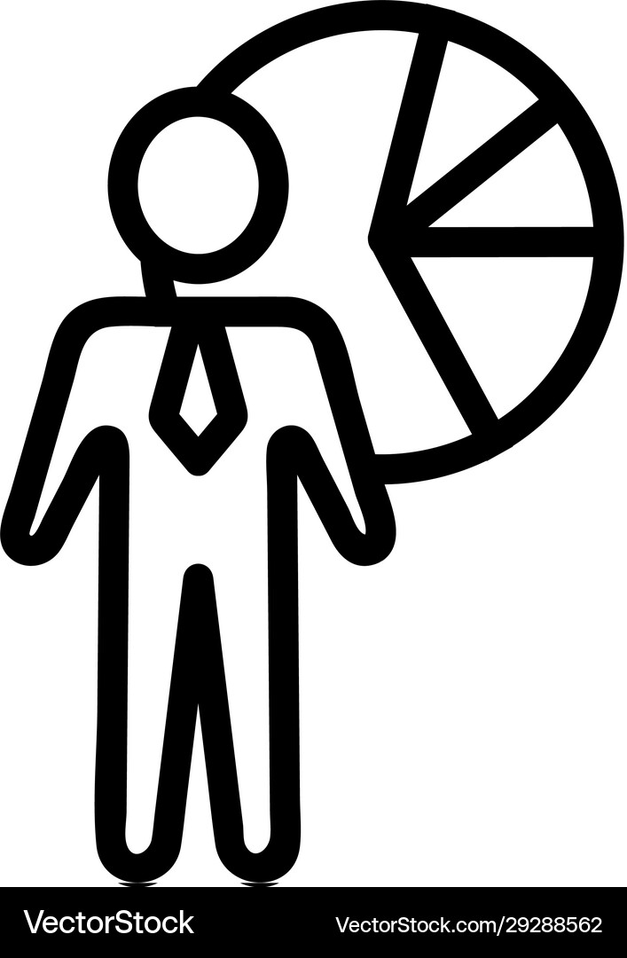 Businessman chart icon isolated contour Royalty Free Vector