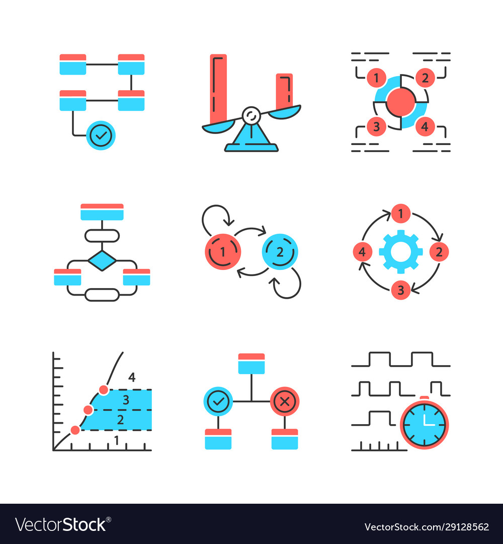 Diagram concepts color icons set statistics data vector image Diagram concepts color icons set statistics data
