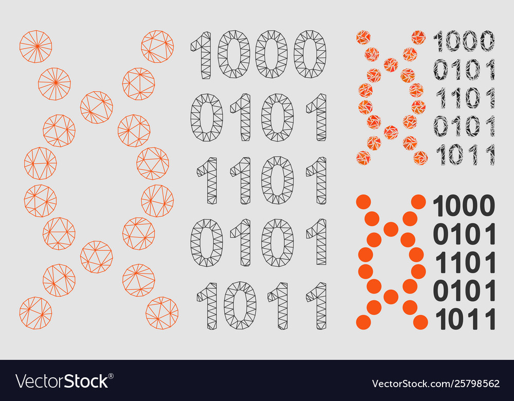 Dna code mesh wire frame model and triangle vector image Dna code mesh wire frame model and triangle