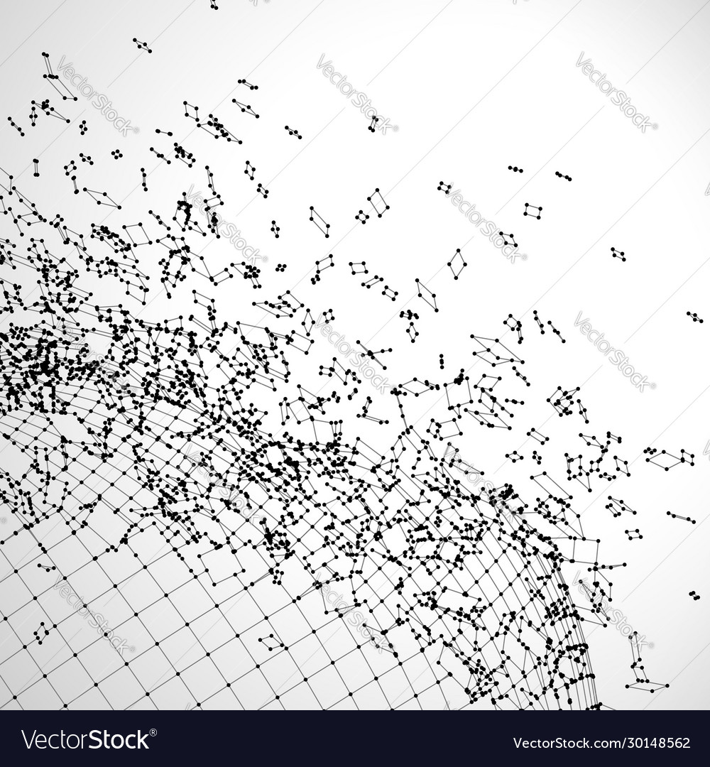 Exploded grid made connected dots Vector Image Exploded grid made connected dots