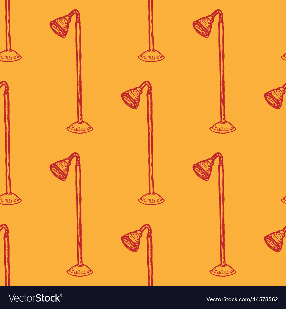Floor lamp seamless pattern vector image Floor lamp seamless pattern