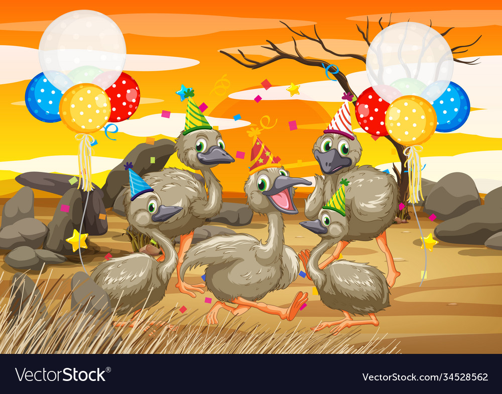 Goose group in party theme cartoon character Vector Image Goose group in party theme cartoon character Vector Image