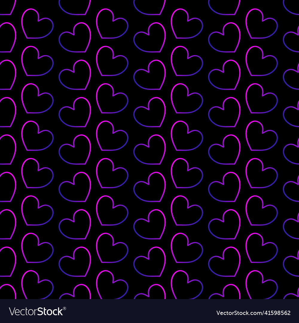 Gradient hearts pattern on black background vector image Gradient hearts pattern on black background