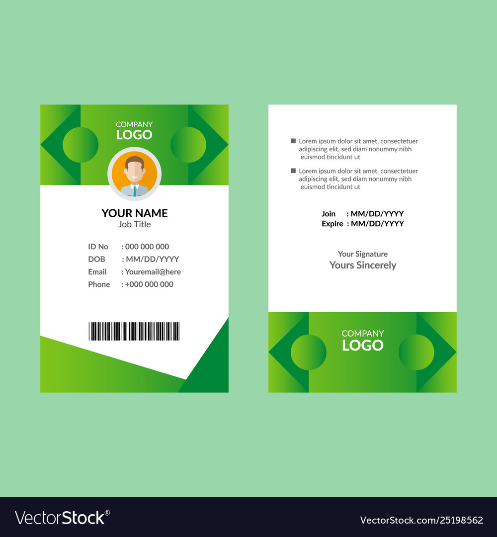 Green id card 23 Royalty Free Vector Image - VectorStock