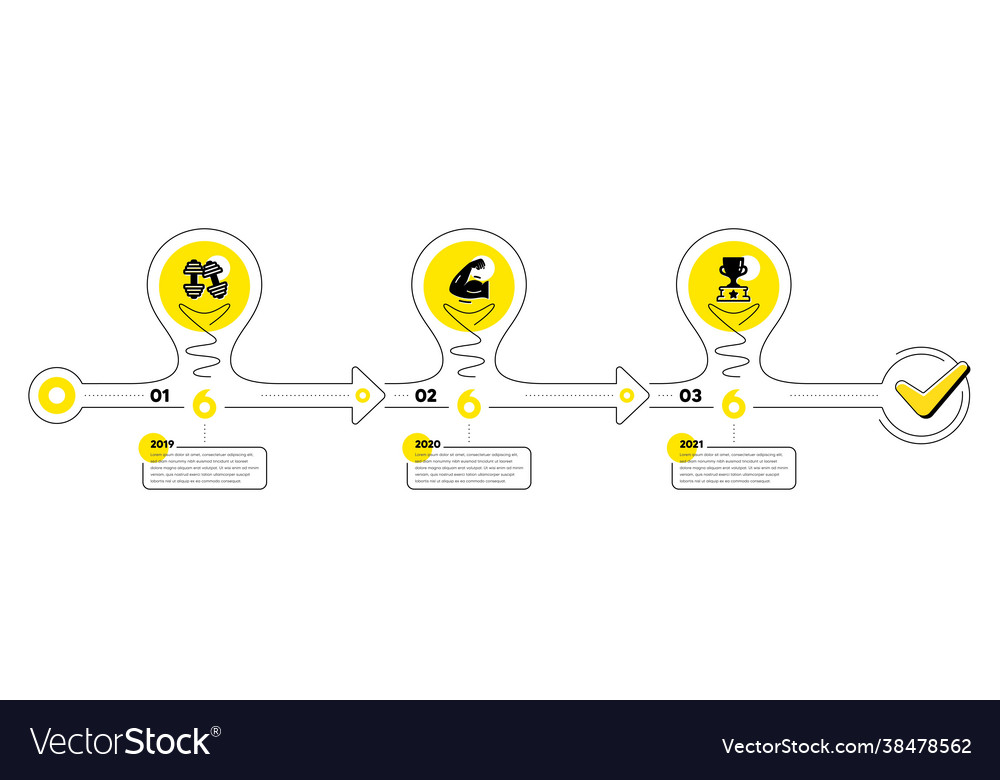 Gym infographic 3 steps timeline sport process Vector Image