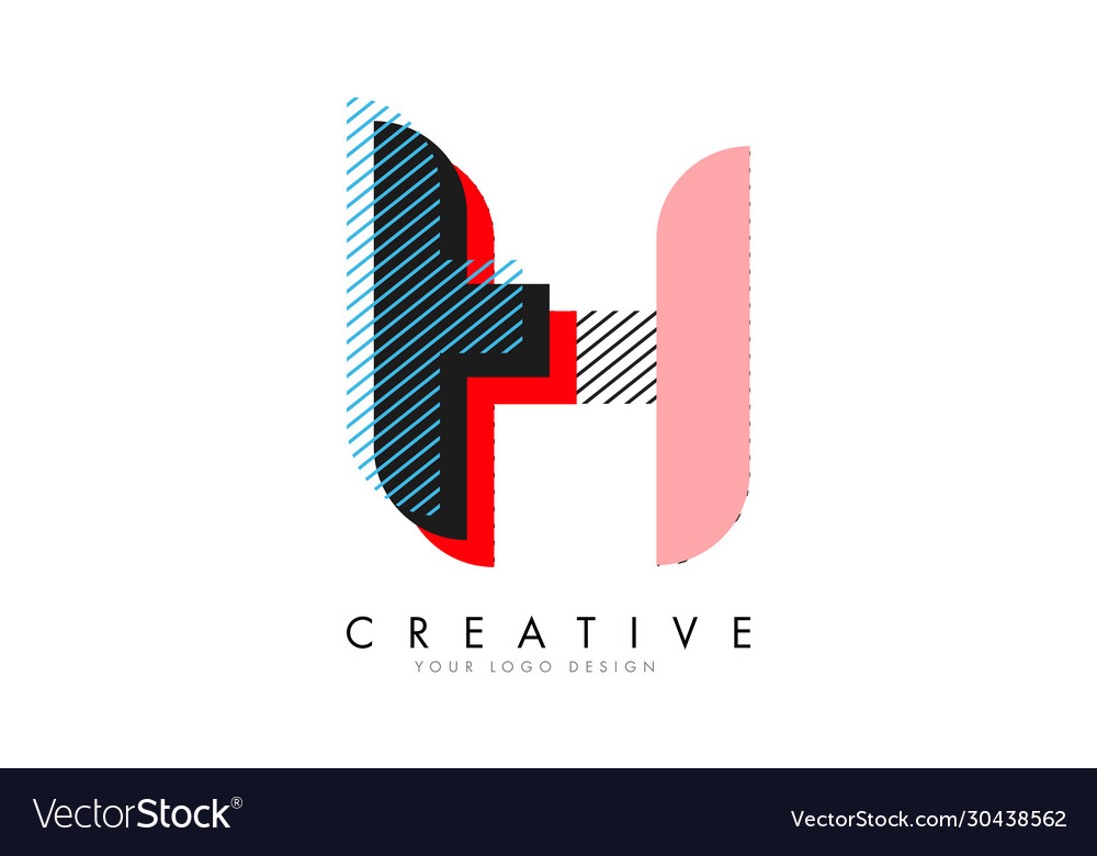 H Letter With An Abstract Pop Art Logo Design Vector Image