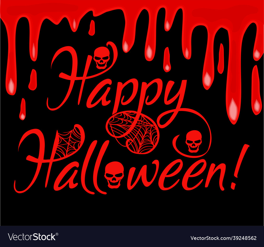 Happy halloween card with red blood Royalty Free Vector