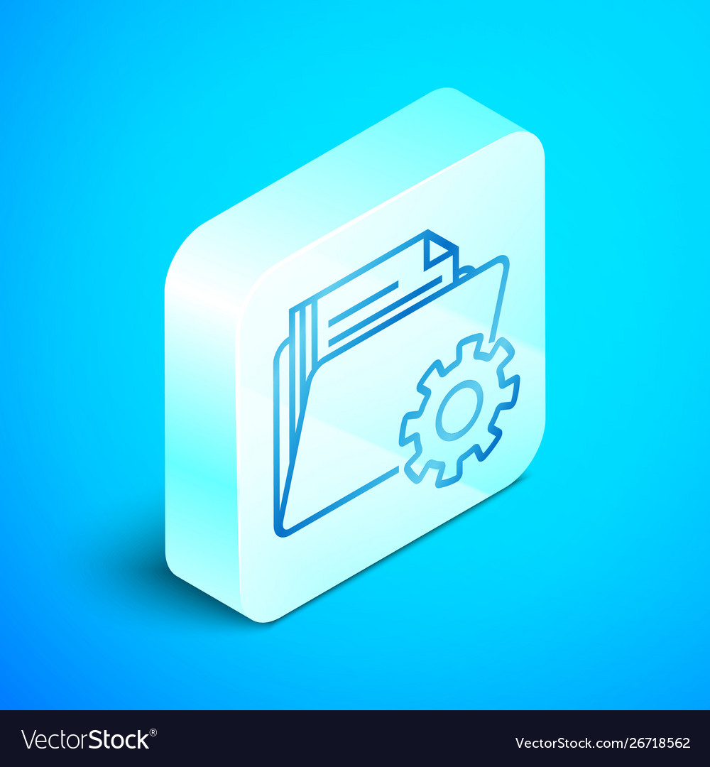 Isometric line folder settings with gears icon vector image Isometric line folder settings with gears icon