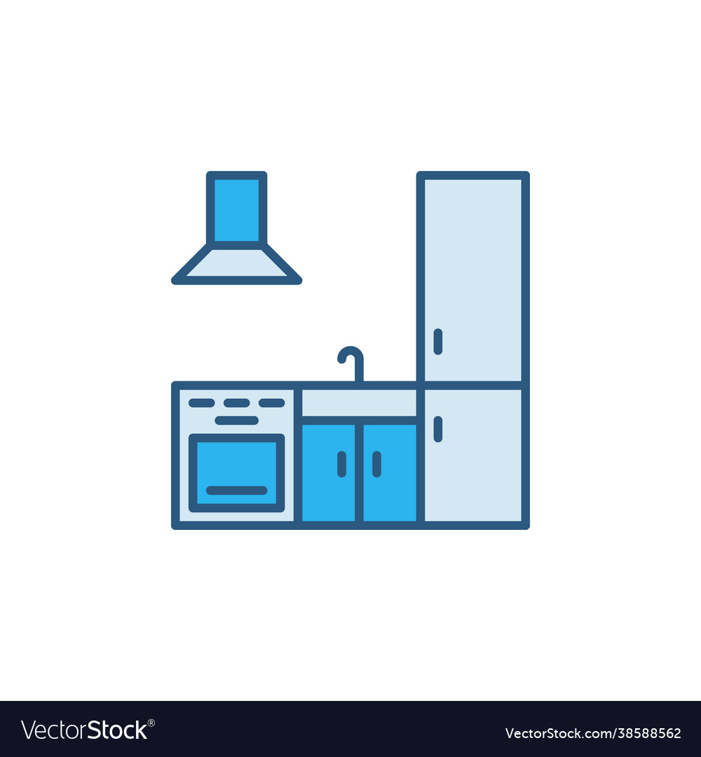 Kitchen concept simple blue icon or symbol