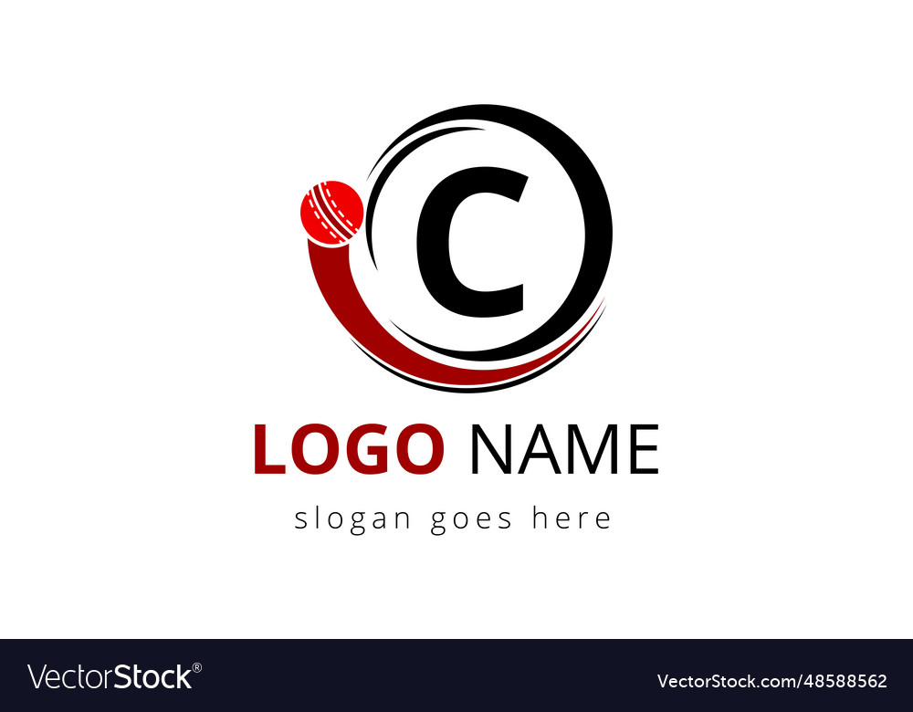 Letter c cricket logo concept with moving