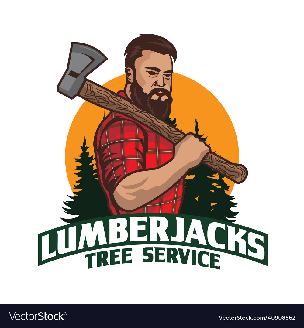 Lumberjack service logo design Royalty Free Vector Image