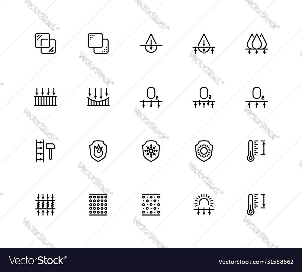 Material properties icon set in thin line style Vector Image