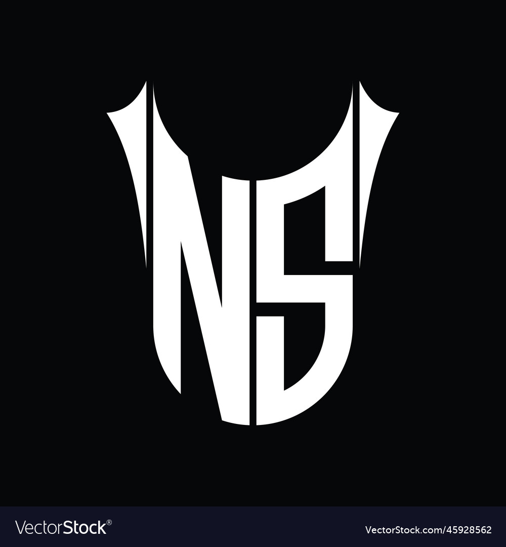 Ns logo monogram shield sharp half round shape Vector Image Ns logo monogram shield sharp half round shape