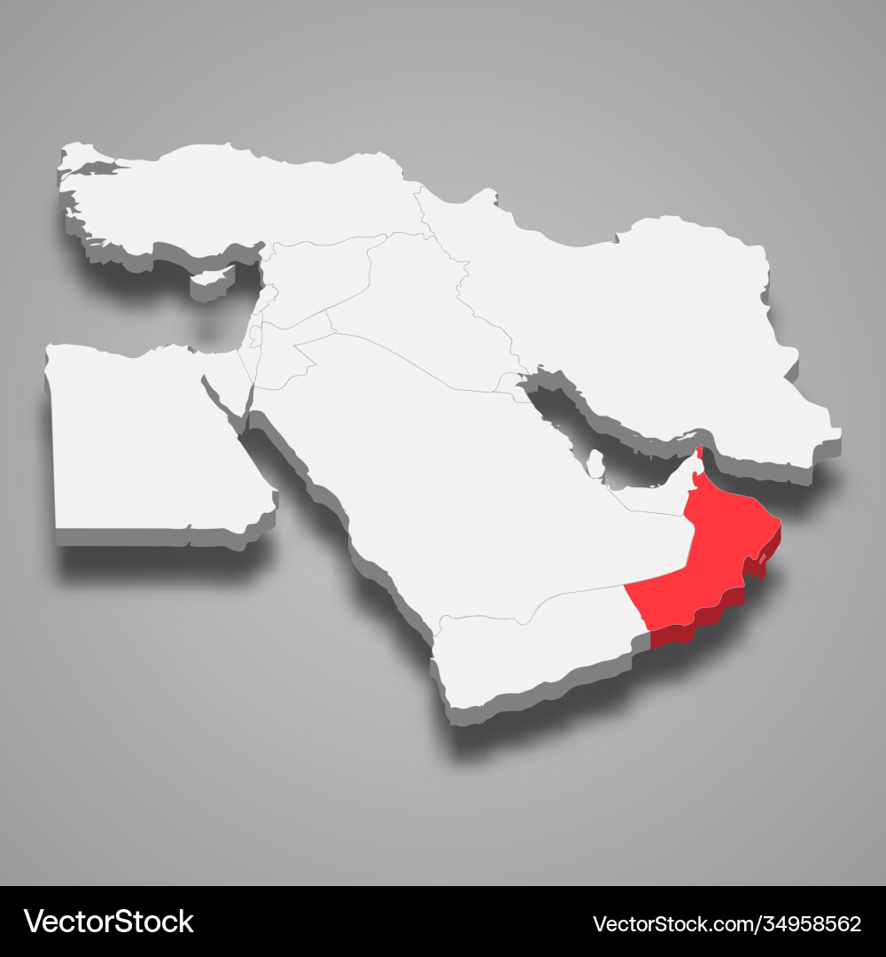 Oman country location within middle east 3d map Vector Image