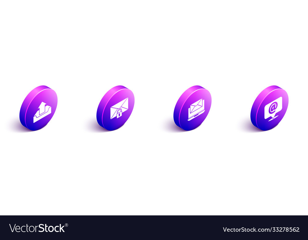 Setzen Sie isometrischen Upload Post-Nachricht-Verschluss vector image Setzen Sie isometrischen Upload Post-Nachricht-Verschluss
