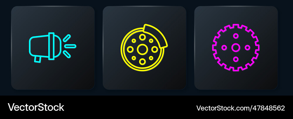 Set line bicycle head lamp sprocket crank Vector Image