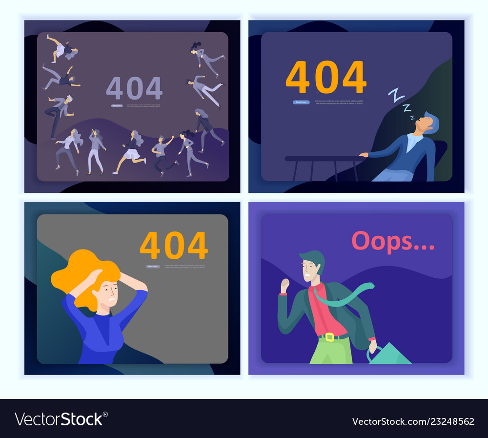 Set of landing page templates error vector image Set of landing page templates error