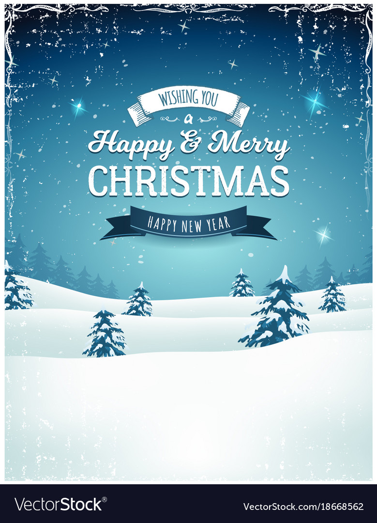 Vintage christmas landscape background Royalty Free Vector