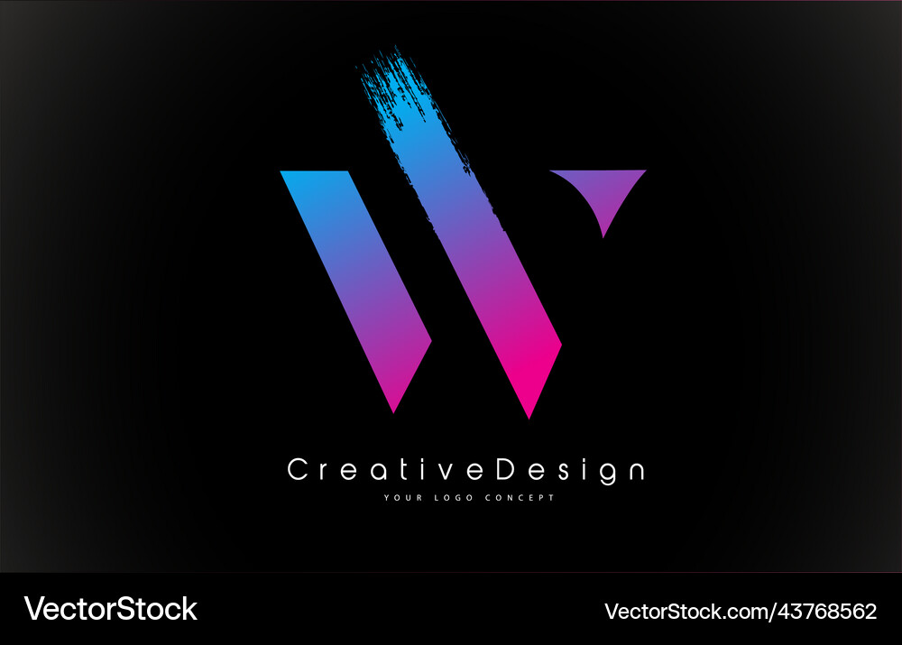 W letter logo design with creative pink purple Vector Image