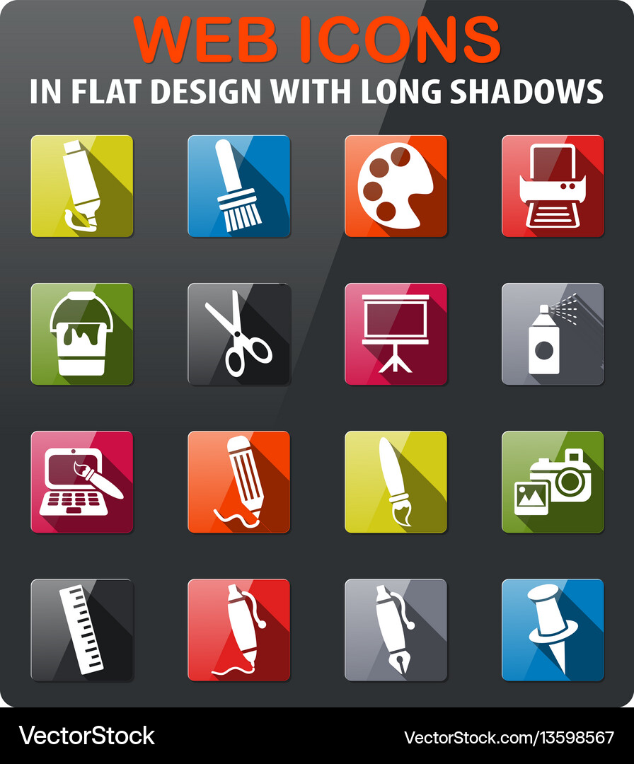 Art tools icon set Royalty Free Vector Image - VectorStock
