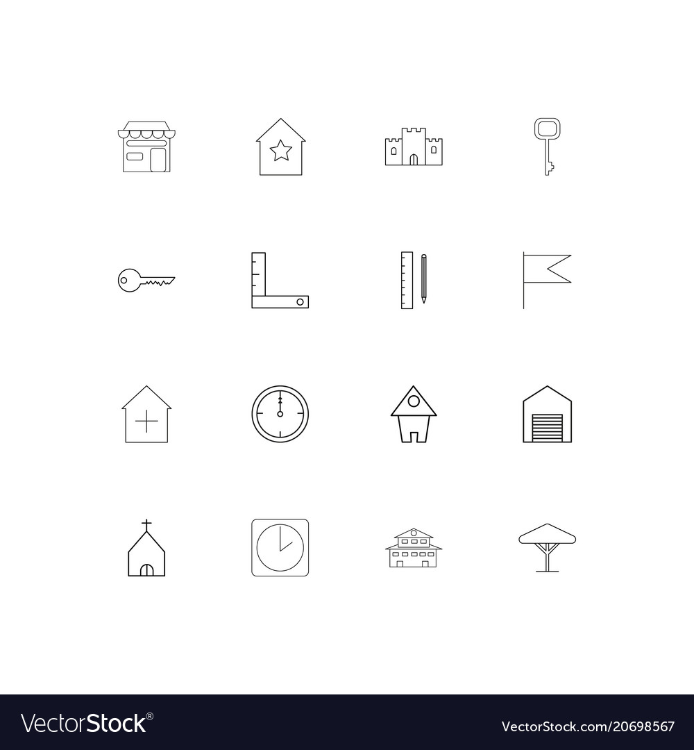 Buildings and constructions simple linear icons