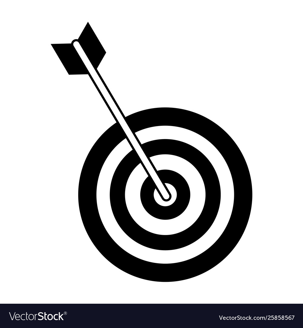 Dartboard target game isolated symbol in black vector image Dartboard target game isolated symbol in black