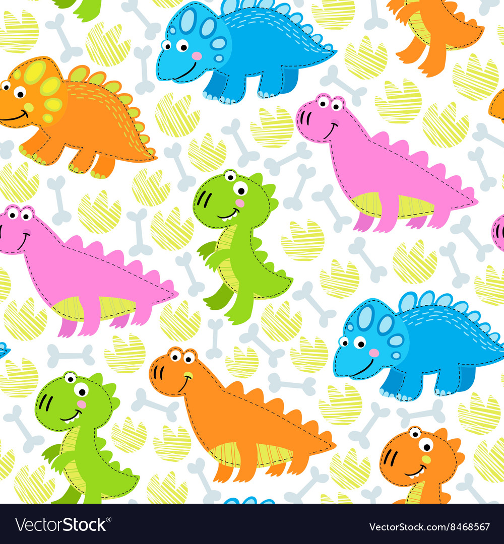 Dinosaur multicolored seamless pattern