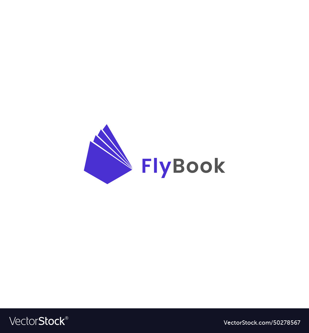 Fly book logo design on isolated background Vector Image