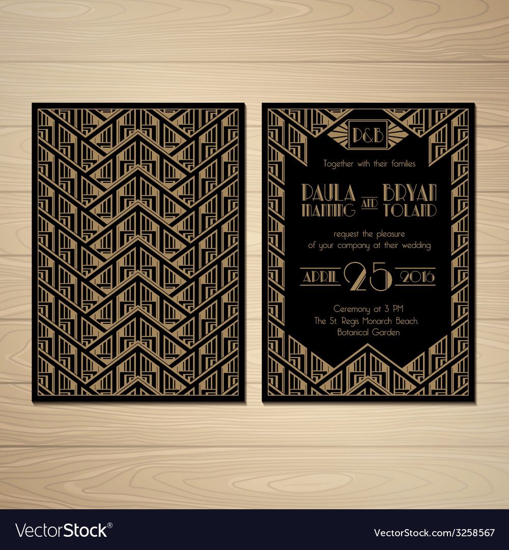 Gatsby Wedding Invitations Royalty Free Vector Image Gatsby Wedding Invitations Vector Image