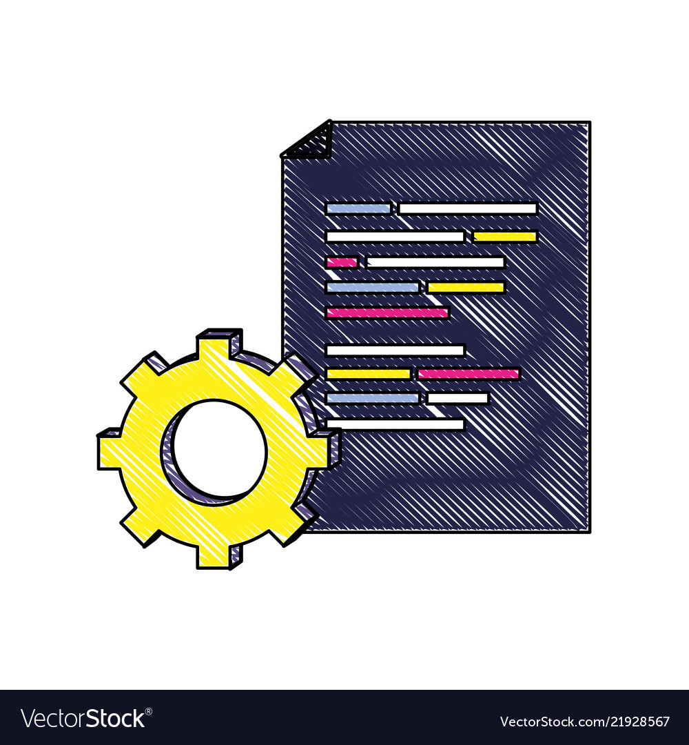 Geschätztes Dokument mit Programmiercode und Industrie vector image Geschätztes Dokument mit Programmiercode und Industrie