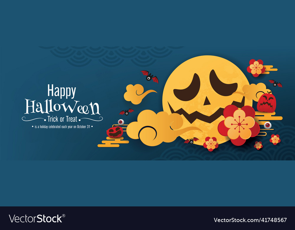 Happy halloween banner design chinese style vector image Happy halloween banner design chinese style