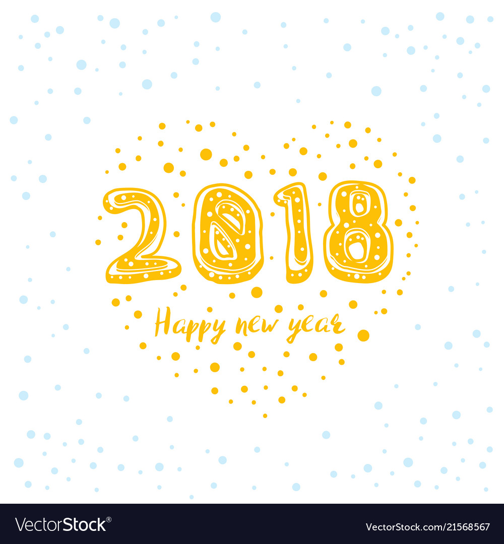 Happy new year 2018 card design on white